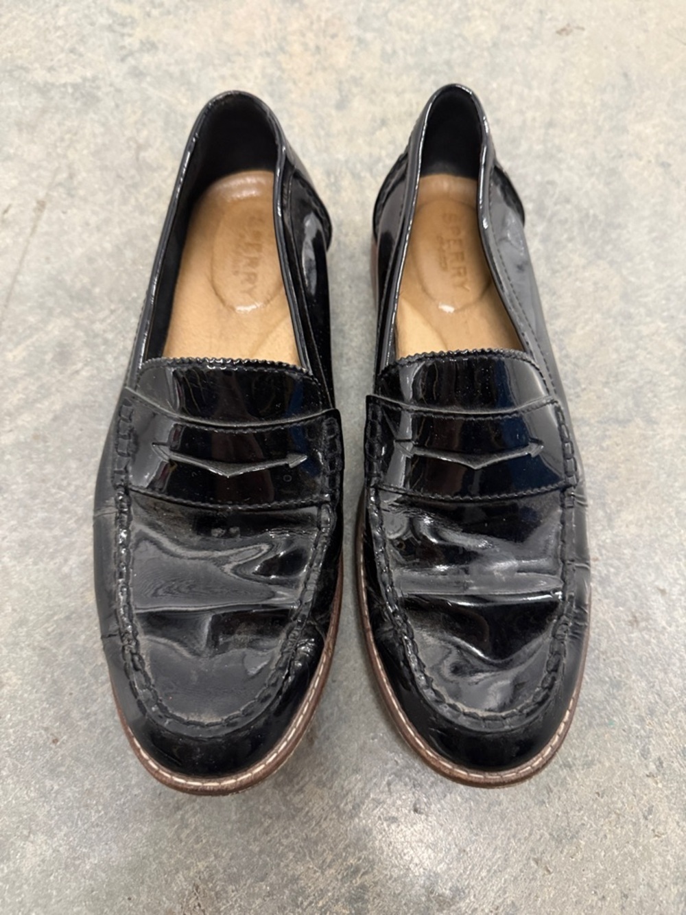 Sperry Black Patent Leather Women's Penny Loafers